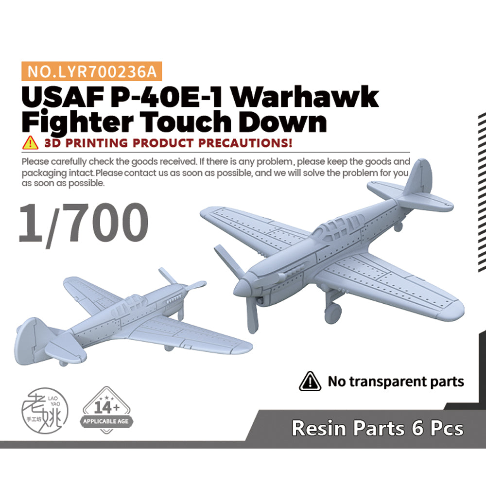 Yao's Studio LYR236A Military Model Kit USAF P-40E-1 Warhawk Fighter Touch Down — scale model kit