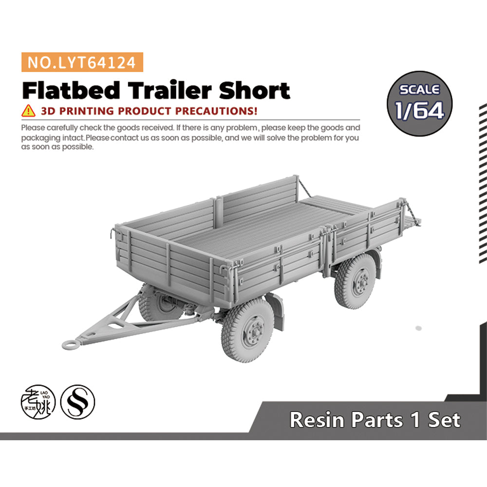 Yao's Studio LYT124 Flatbed Trailer Short Diecast toys auto parts parts — scale model kit