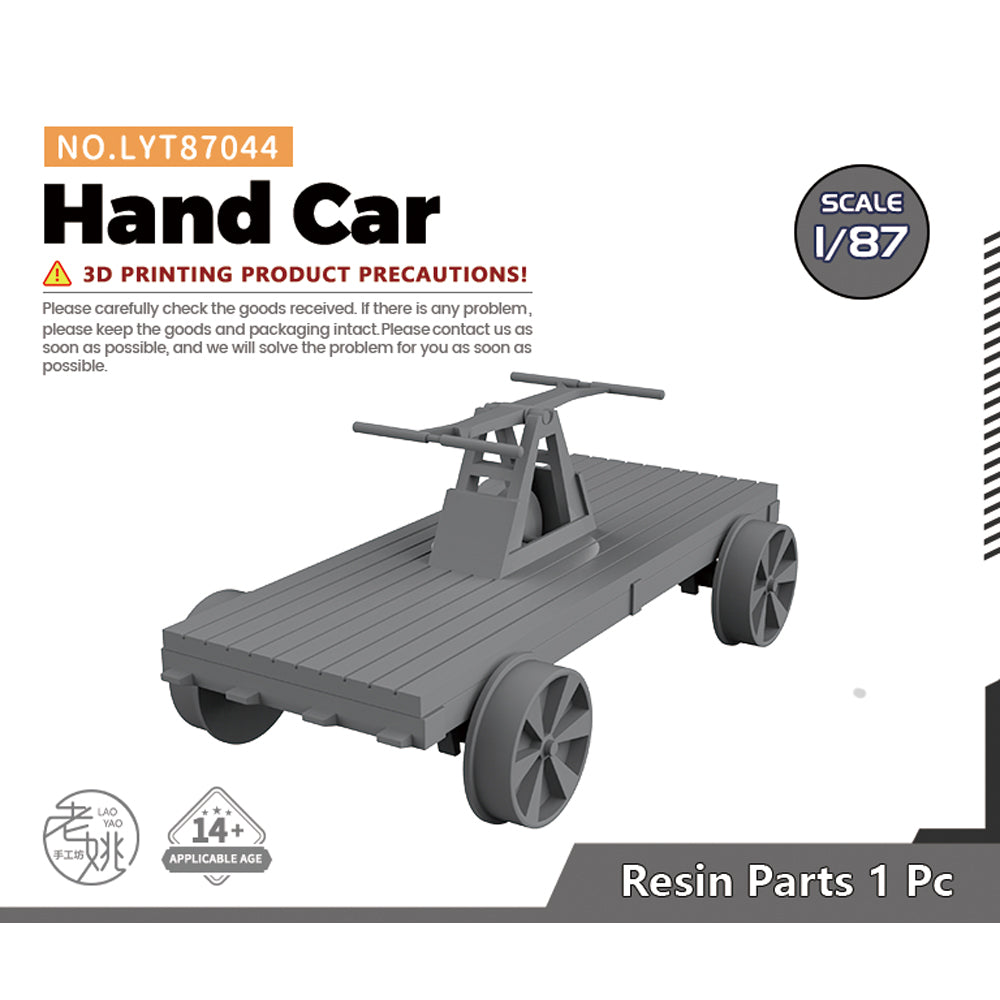 Yao's Studio LYT044 Hand Car HO/OO/Z/N/TT Railroad Warehouse Dock Transportation Miniature Military Car — scale model kit