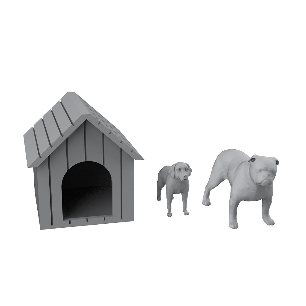 Yao's Studio LYT102 Dogs And Kennel HO/OO/Z/N/TT Railroad Miniature Accessory Display Props Secondary image
