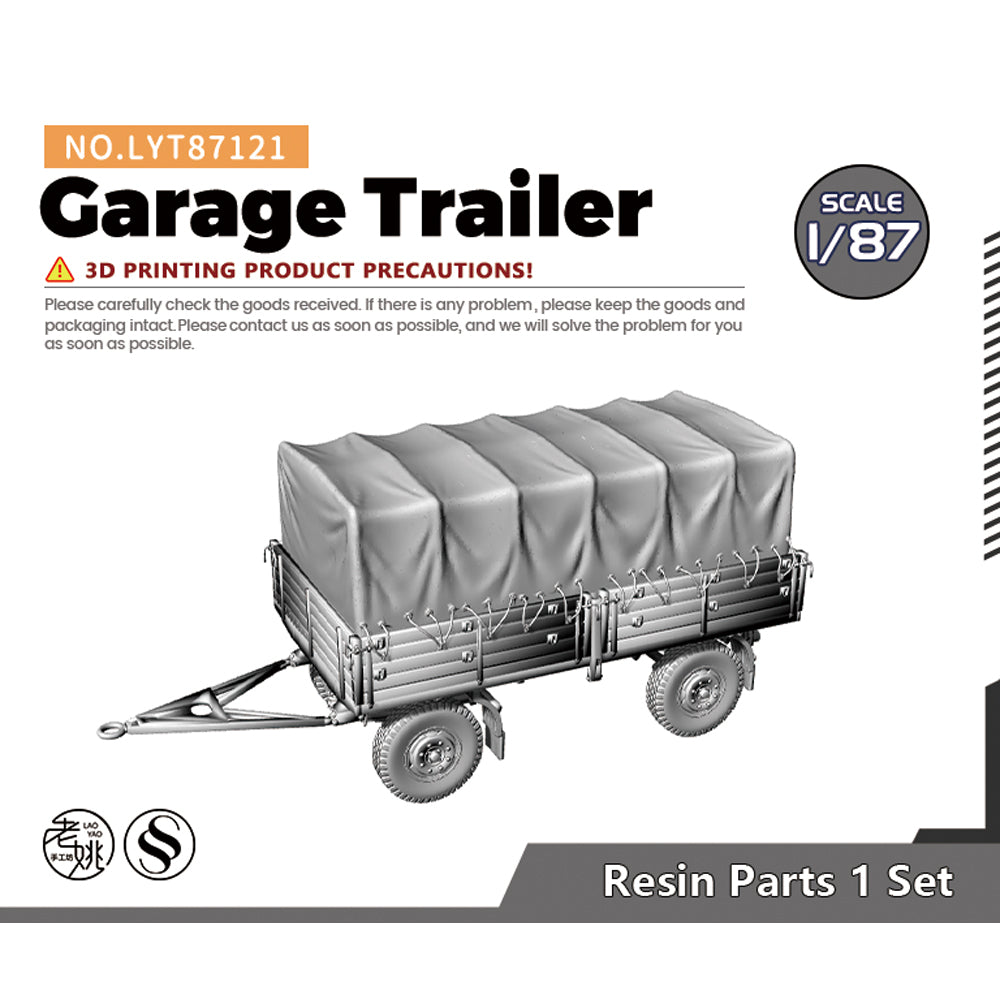 Yao's Studio LYT121 Garage Trailer HO/OO/Z/N/TT Railroad Warehouse Dock Transportation Miniature Military Car — scale model kit