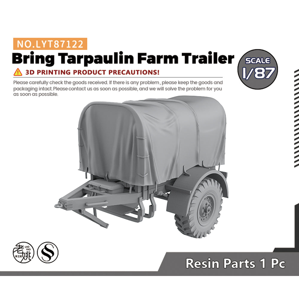 Yao's Studio LYT122 Bring Tarpaulin Farm Trailer HO/OO/Z/N/TT Railroad Warehouse Dock Transportation Miniature Military Car — scale model kit