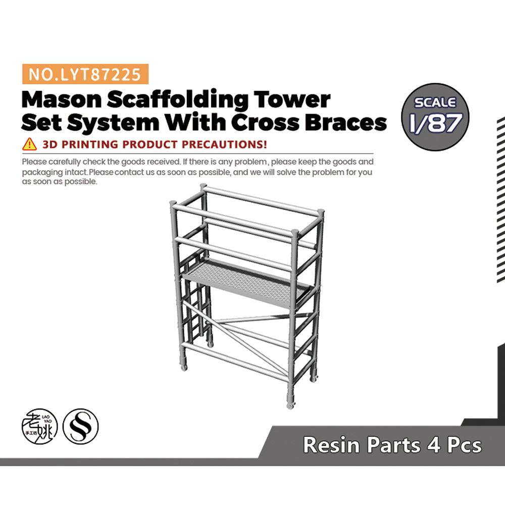Yao's Studio LYT225 Mason Scaffolding Tower Set System With Cross Braces HO/OO/Z/N/TT Railroad Miniature Accessory Display Props — scale model kit