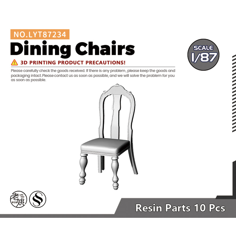 Yao's Studio LYT234 Dining Chairs HO/OO/Z/N/TT Railroad Miniature Accessory Display Props — scale model kit