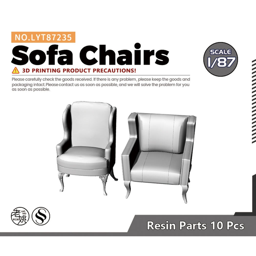 Yao's Studio LYT235 Sofa Chairs HO/OO/Z/N/TT Railroad Miniature Accessory Display Props — scale model kit