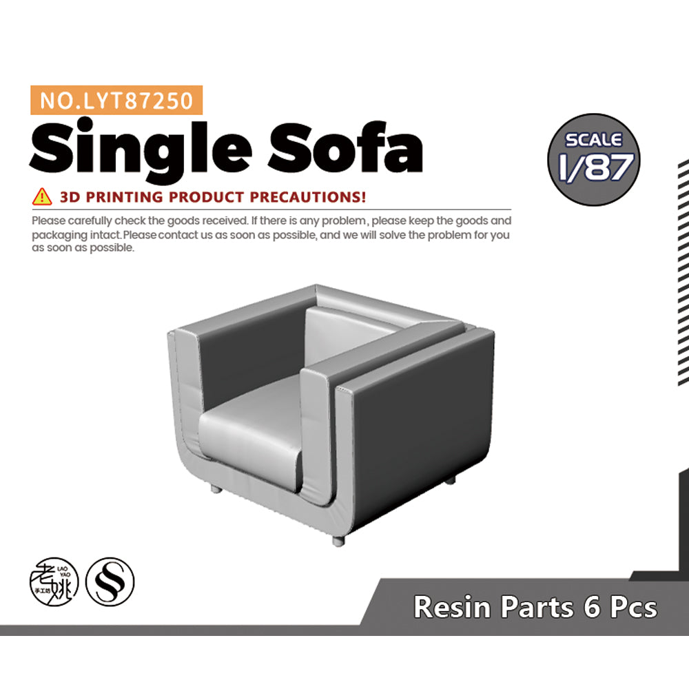 Yao's Studio LYT250 Single Sofa-1 HO/OO/Z/N/TT Railroad Miniature Accessory Display Props — scale model kit