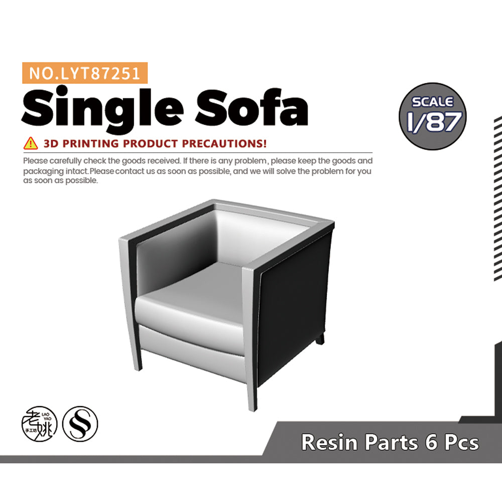 Yao's Studio LYT251 Single Sofa-2 HO/OO/Z/N/TT Railroad Miniature Accessory Display Props Main image