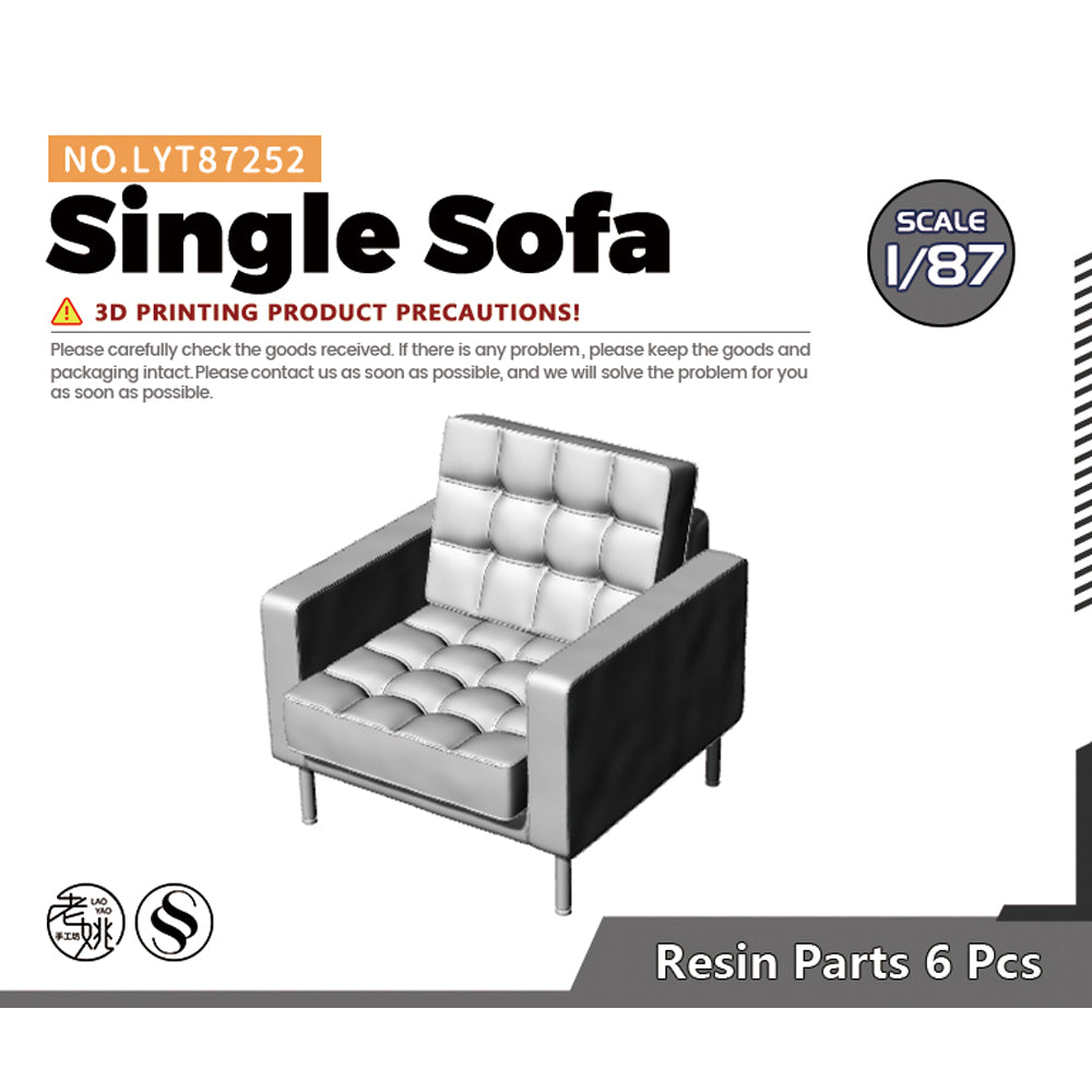 Yao's Studio LYT252 Single Sofa-3 HO/OO/Z/N/TT Railroad Miniature Accessory Display Props — scale model kit