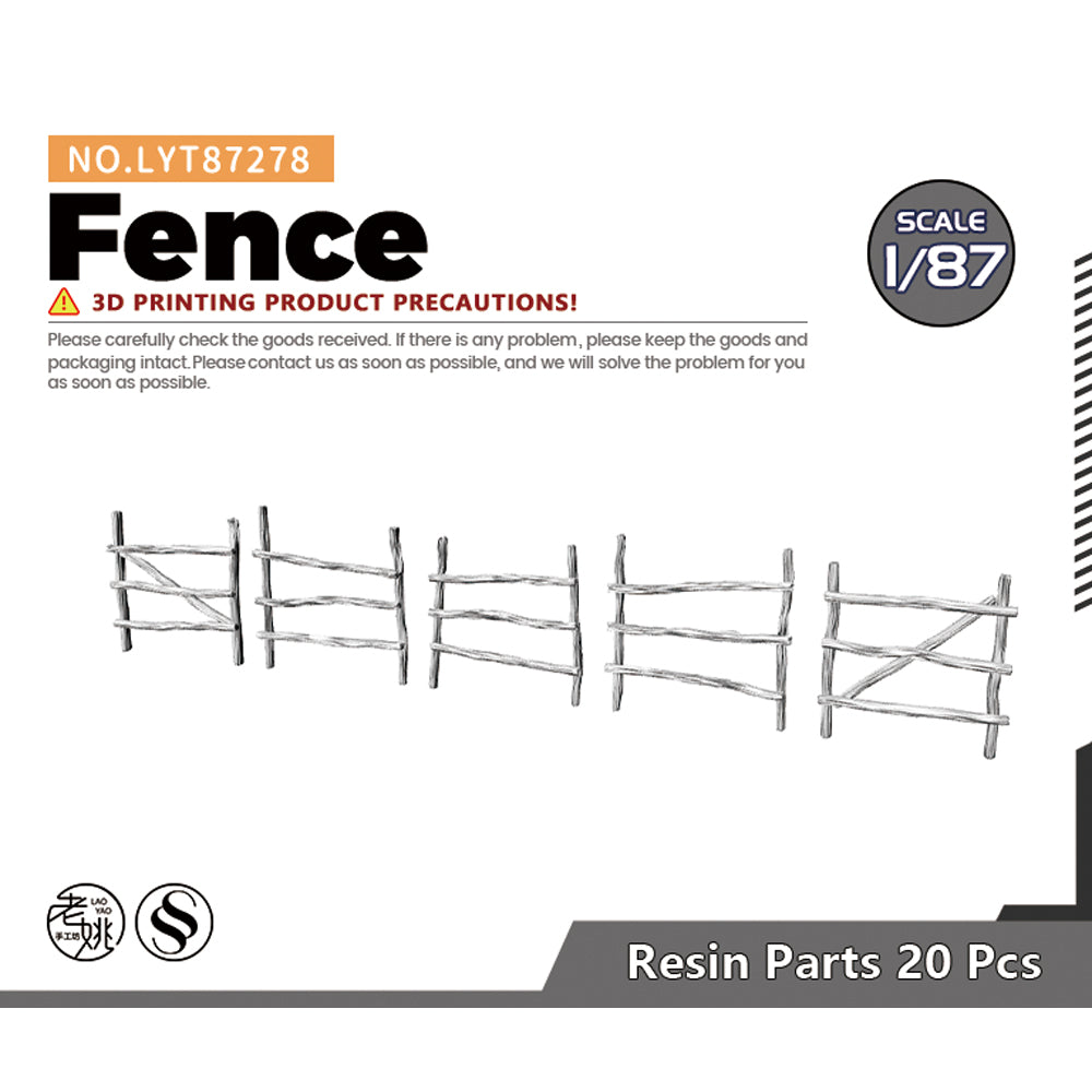 Yao's Studio LYT278 Fence HO/OO/Z/N/TT Railroad Miniature Accessory Display Props — scale model kit