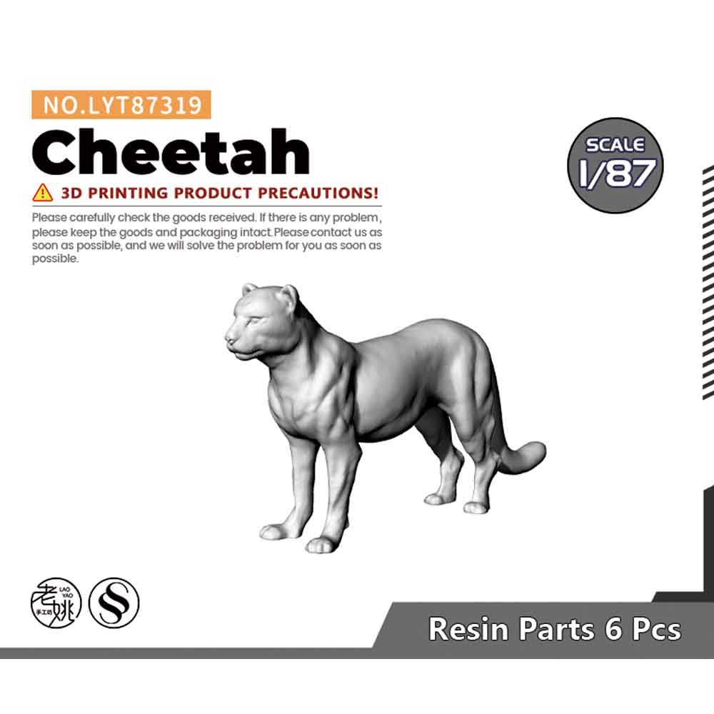 Yao's Studio LYT319 Cheetah HO/OO/Z/N/TT Railroad Miniature Accessory Display Props — scale model kit