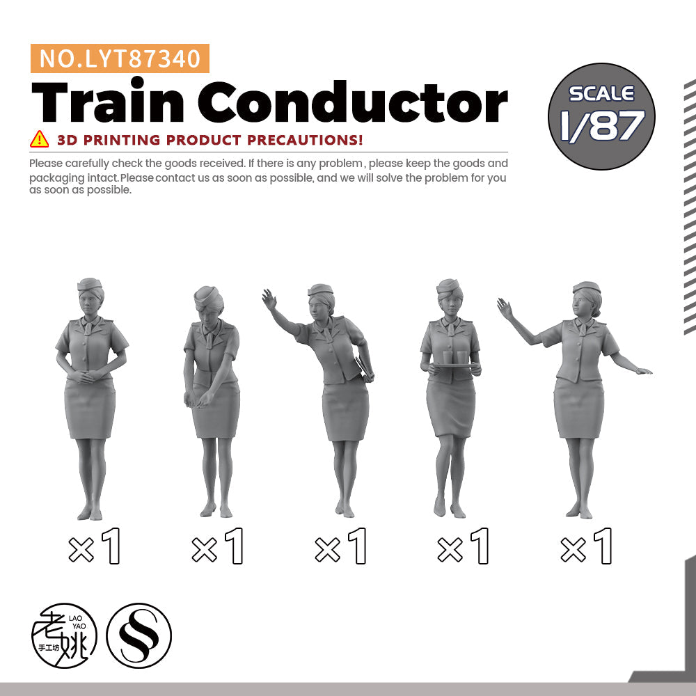 Yao's Studio LYT340 Train Conductor HO/OO/Z/N/TT Railroad Miniature Accessory Display Props — scale model kit
