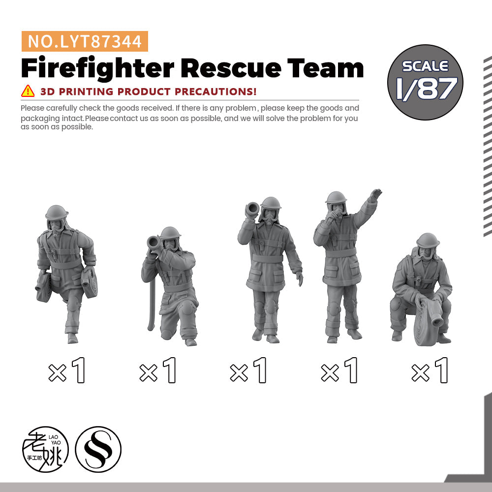 Yao's Studio LYT344 Firefighter Rescue Team HO/OO/Z/N/TT Railroad Miniature Accessory Display Props Main image