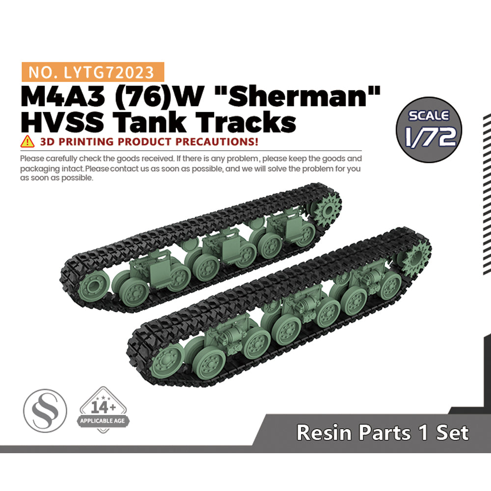 Yao's Studio LYTG023 Model Upgrade Parts M4A3 (76)W Sherman HVSS Tank Tracks — scale model kit