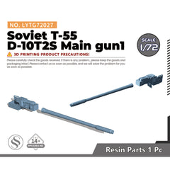 Yao's Studio LYTG027 1/35(48,72,144) Model Upgrade Parts Soviet D-10T2S Gun For T-55 Tank TYPE 1