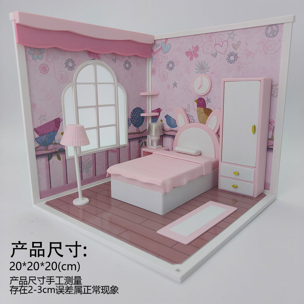 LYTP121011 1/12 Sweet Mini Bedroom Sugar Cube Chamber Series 1/12 Scale 3D Printed DIY Miniature Dollhouse For BJD & Obitsu Dolls Desktop Display — detail view 4