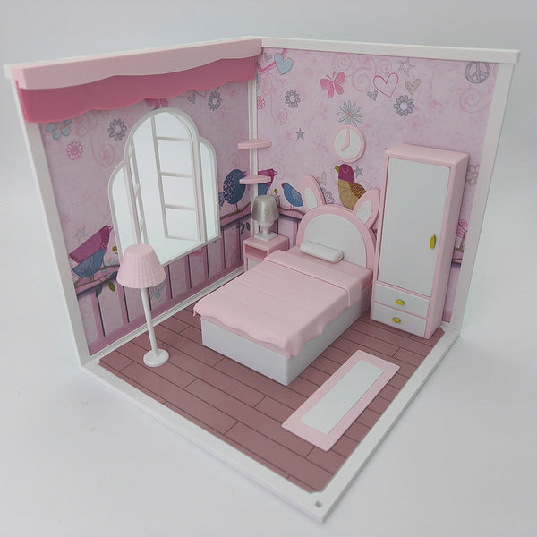 LYTP121011 1/12 Sweet Mini Bedroom Sugar Cube Chamber Series 1/12 Scale 3D Printed DIY Miniature Dollhouse For BJD & Obitsu Dolls Desktop Display