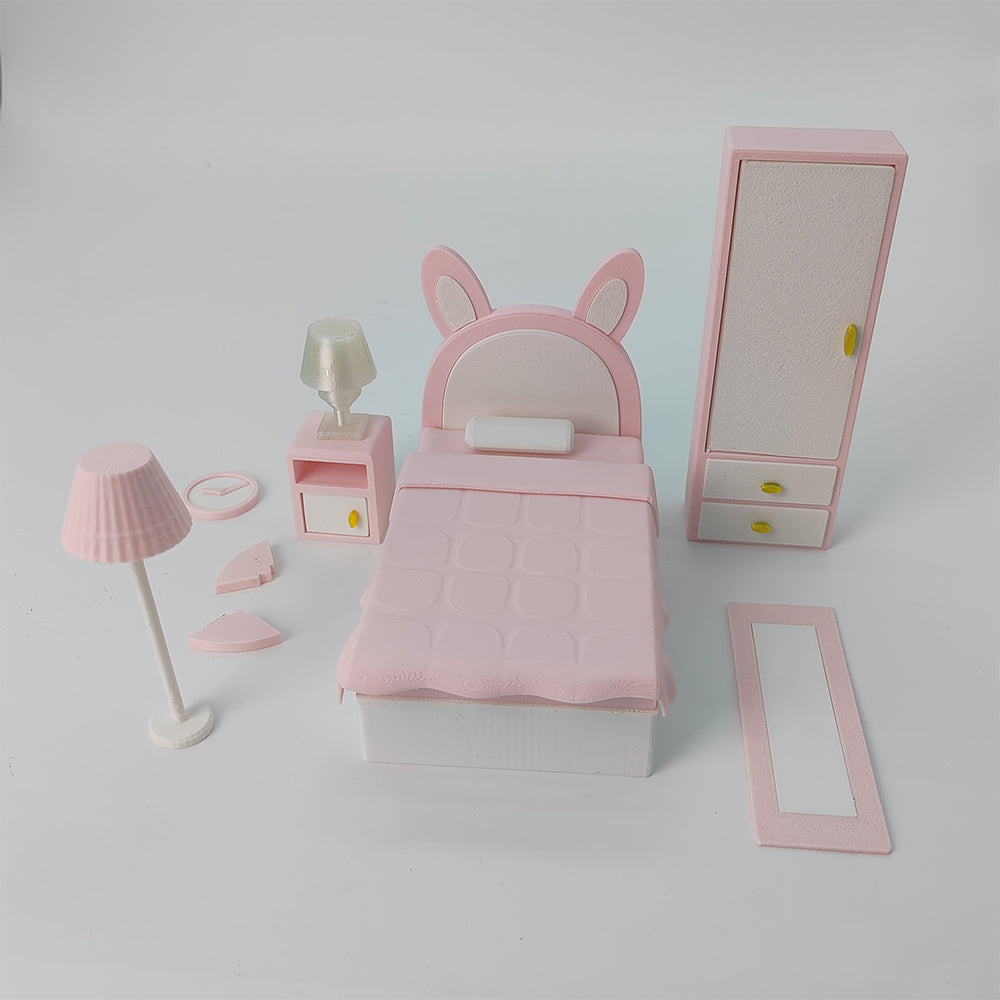 LYTP121011 1/12 Sweet Mini Bedroom Sugar Cube Chamber Series 1/12 Scale 3D Printed DIY Miniature Dollhouse For BJD & Obitsu Dolls Desktop Display