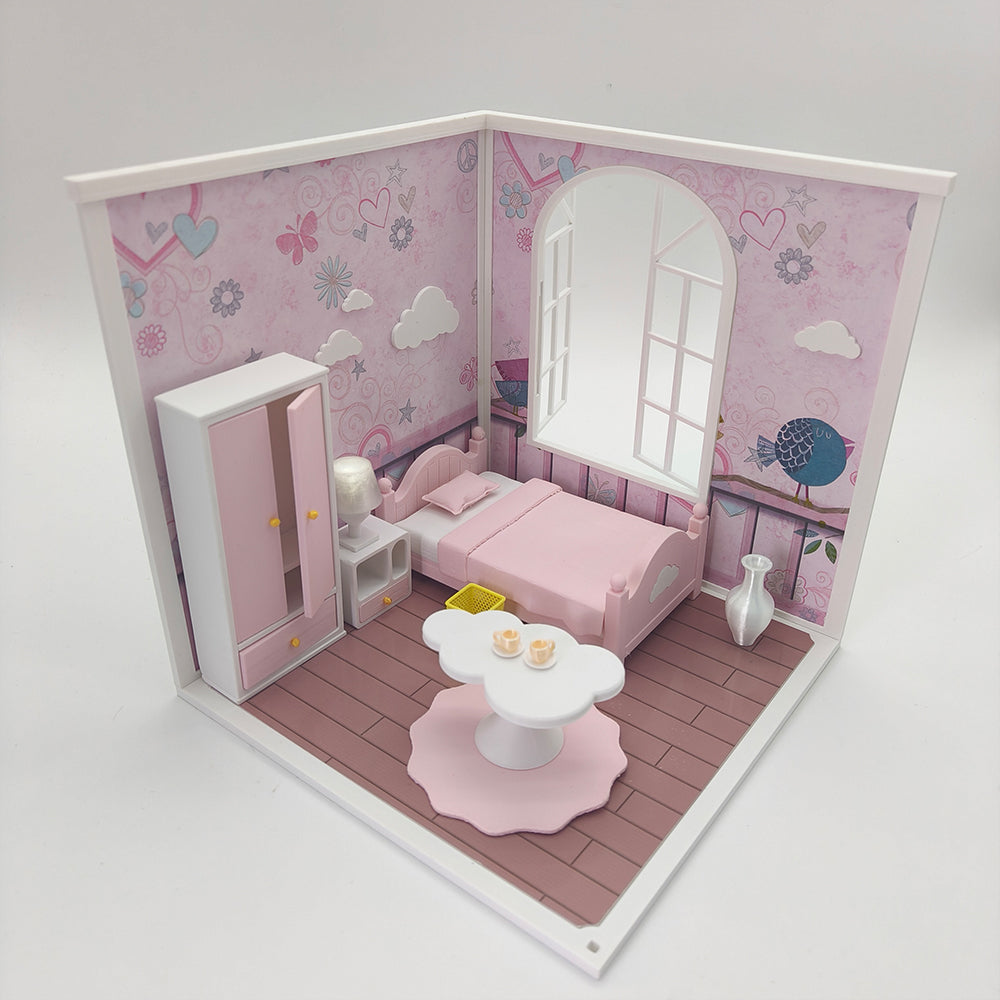 LYTP121012 1/12 Sweet Room Sugar Cube Chamber Series 1/12 Scale 3D Printed DIY Miniature Dollhouse For BJD & Obitsu Dolls Desktop Display