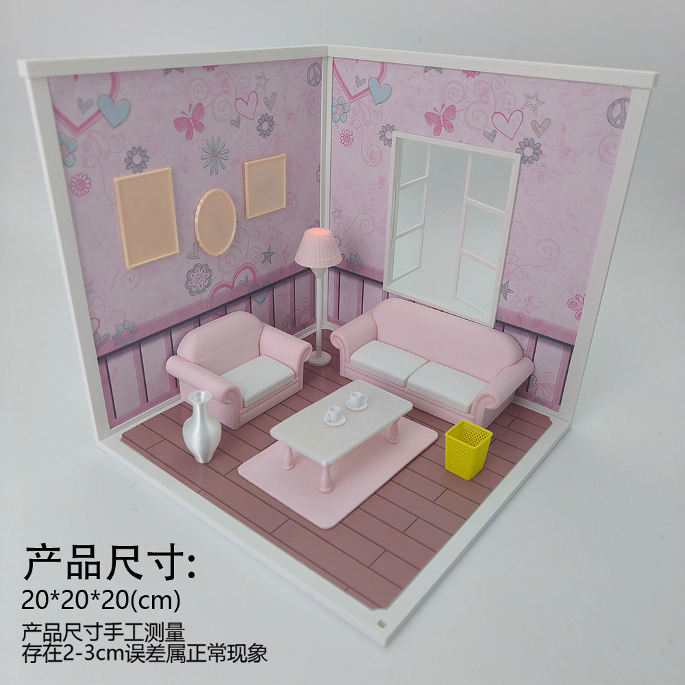 LYTP121014 1/12 Sweet Study Room Sugar Cube Chamber Series 1/12 Scale 3D Printed DIY Miniature Dollhouse For BJD & Obitsu Dolls Desktop Display