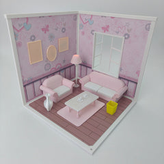 LYTP121014 1/12 Sweet Study Room Sugar Cube Chamber Series 1/12 Scale 3D Printed DIY Miniature Dollhouse For BJD & Obitsu Dolls Desktop Display