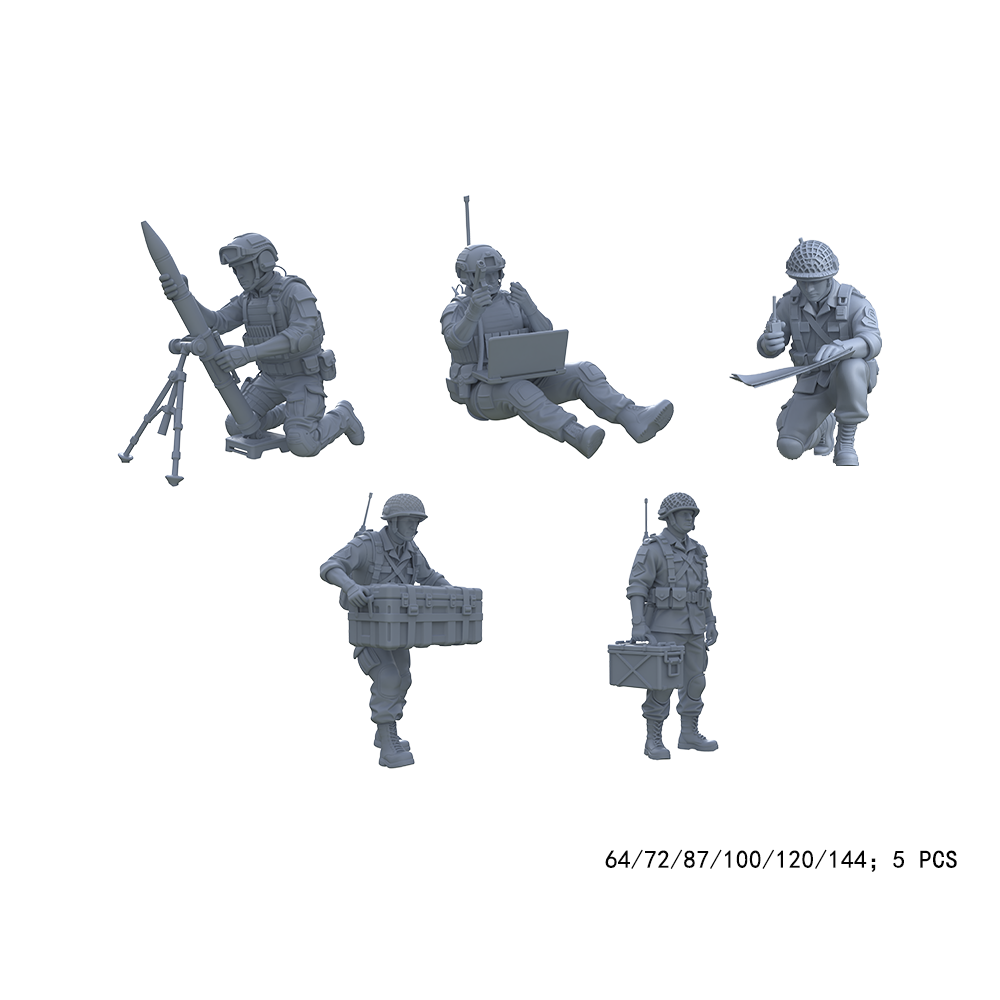 Yao's Studio LYTR001  Role-Specific Military Miniatures 5PCS 3D Printed Multi-Scale -Soldier Figurines for Diorama & Wargame 1set 3D Printed Resin Model Kit by SSMODEL