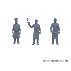 Yao's Studio LYTR004  Chef Miniature Resin Figures Set (3pcs) Scale for Diorama, Model Railroad, Bakery Scene Decor 1set 3D Printed Resin Model Kit by SSMODEL