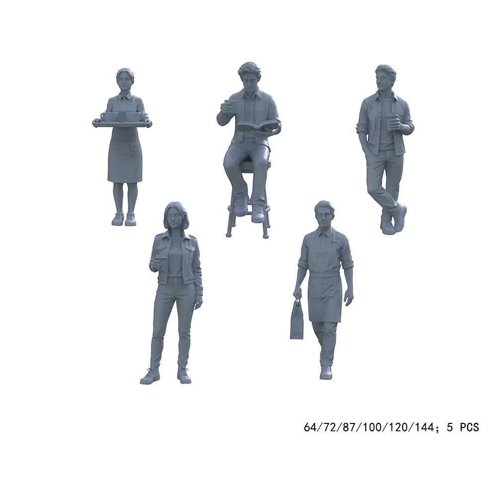 Yao's Studio LYTR010 5Pcs Caf¨¦ Life Miniature Figures Resin Model Kits for Coffee Shop Diorama & Decor 1set 3D Printed Resin Model Kit by SSMODEL