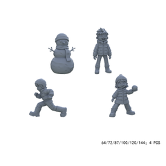 Yao's Studio LYTR011  Unpainted Winter Snow Scene Mini Figures (4PCS) - Snowman & Playful Kids Resin Models for Diorama, Wargame Terrain DIY 1set 3D Printed Resin Model Kit by SSMODEL