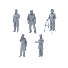 Yao's Studio LYTR026  Medical Treatment Scene Resin Miniature Model 5-Piece Set - Medical Staff & Elderly Patients Unpainted DIY Model Painting Hospital Scene Decor 1set 3D Printed Resin Model Kit by SSMODEL