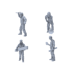Yao's Studio LYTR027  Construction Site Scene Resin Miniature Model 4-Piece Set - Construction Workers Working Figures Unpainted DIY Model Painting Construction Site Decor 1set 3D Printed Resin Model Kit by SSMODEL