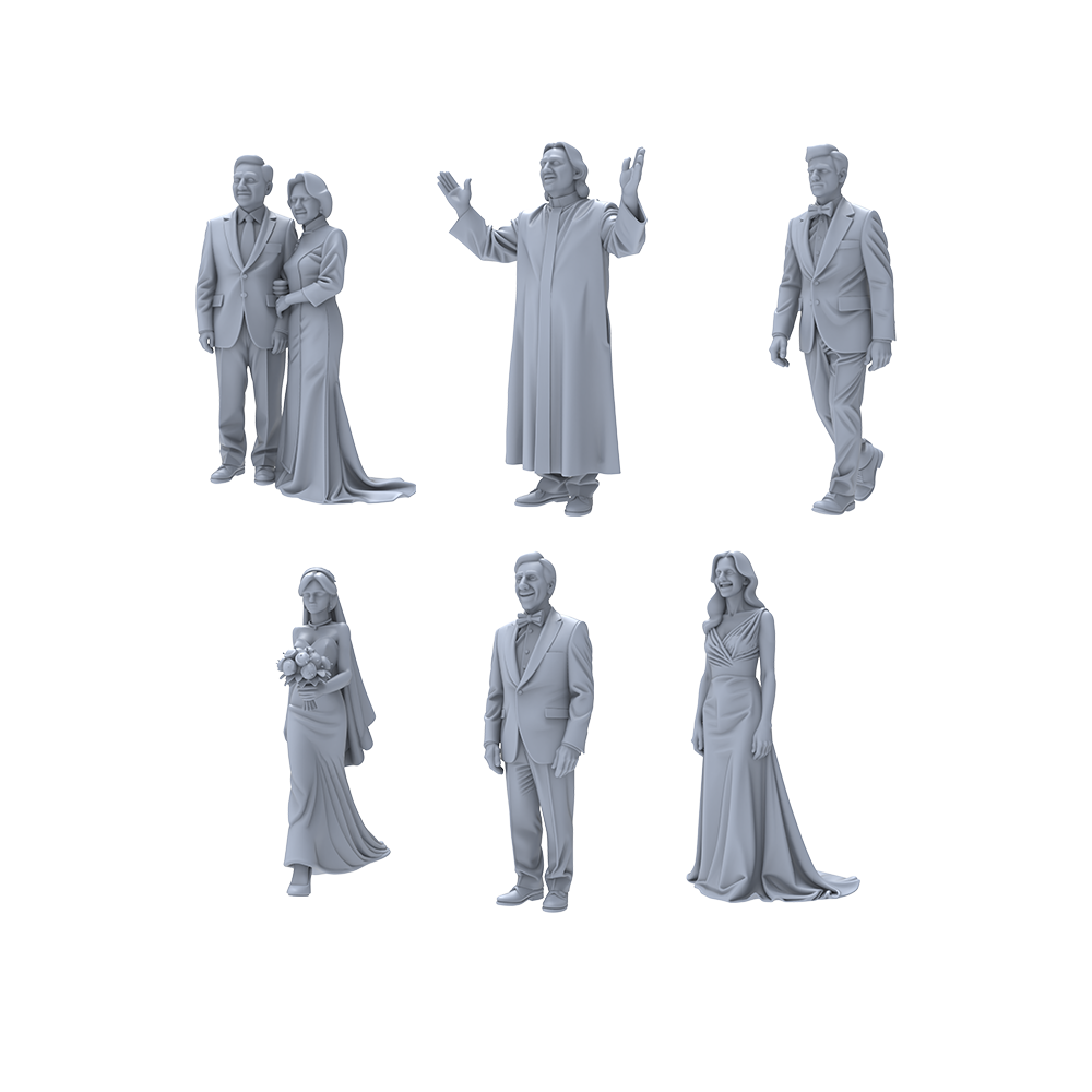 Yao's Studio LYTR028  Wedding Celebration Scene Resin Miniature Model 6-Piece Set - Wedding Character Figures Unpainted DIY Model Painting Wedding Scene Decor 1set 3D Printed Resin Model Kit by SSMODEL