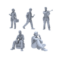Yao's Studio LYTR029 Auto Repair Scene Resin Miniature Model 5-Piece Set - Auto Mechanic Figures Unpainted DIY Model Painting Garage Scene Decor 1set 3D Printed Resin Model Kit by SSMODEL