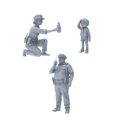 Yao's Studio LYTR031 Police Assistance Scene Resin Miniature Model 3-Piece Set - Police Officers & Child Figures Unpainted DIY Model Painting Urban Police Service Scene Decor 1set 3D Printed Resin Model Kit by SSMODEL