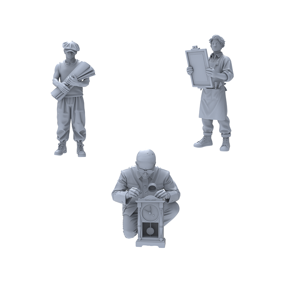 Yao's Studio LYTR033 Handicraft Artisan Daily Scene Resin Miniature Model 3-Piece Set - Handicraft Worker Figures Unpainted DIY Model Painting Handicraft Workshop Scene Decor 1set 3D Printed Resin Model Kit by SSMODEL
