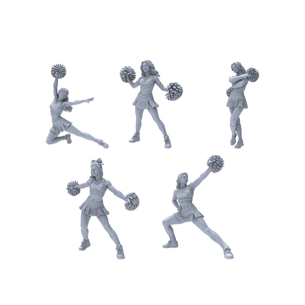 Yao's Studio LYTR034  Cheerleading Performance Scene Resin Miniature Model 5-Piece Set - Cheerleader Figures Unpainted DIY Model Painting Sports Event Scene Decor 1set 3D Printed Resin Model Kit by SSMODEL