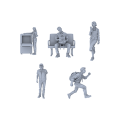 Yao's Studio LYTR046 Modern Urban Travel Scene Resin Miniature Model 5-Figure Set - Urban Travelers Unpainted DIY Model Painting Urban Travel Scene Decor 1set 3D Printed Resin Model Kit by SSMODEL