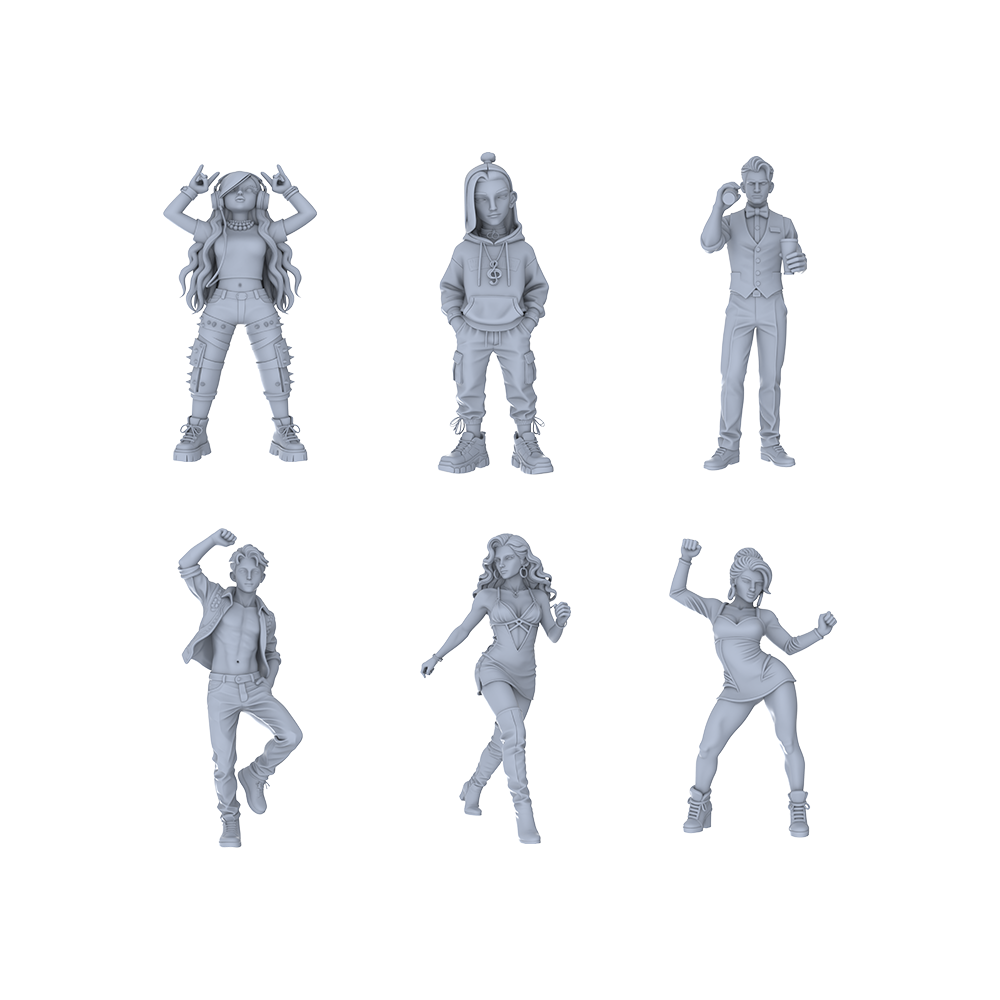 Yao's Studio LYTR048 Nightclub Party Scene Resin Miniature Model 6-Figure Set - Dancers & Service Staff Unpainted DIY Model Painting Party Scene Decor 1set 3D Printed Resin Model Kit by SSMODEL