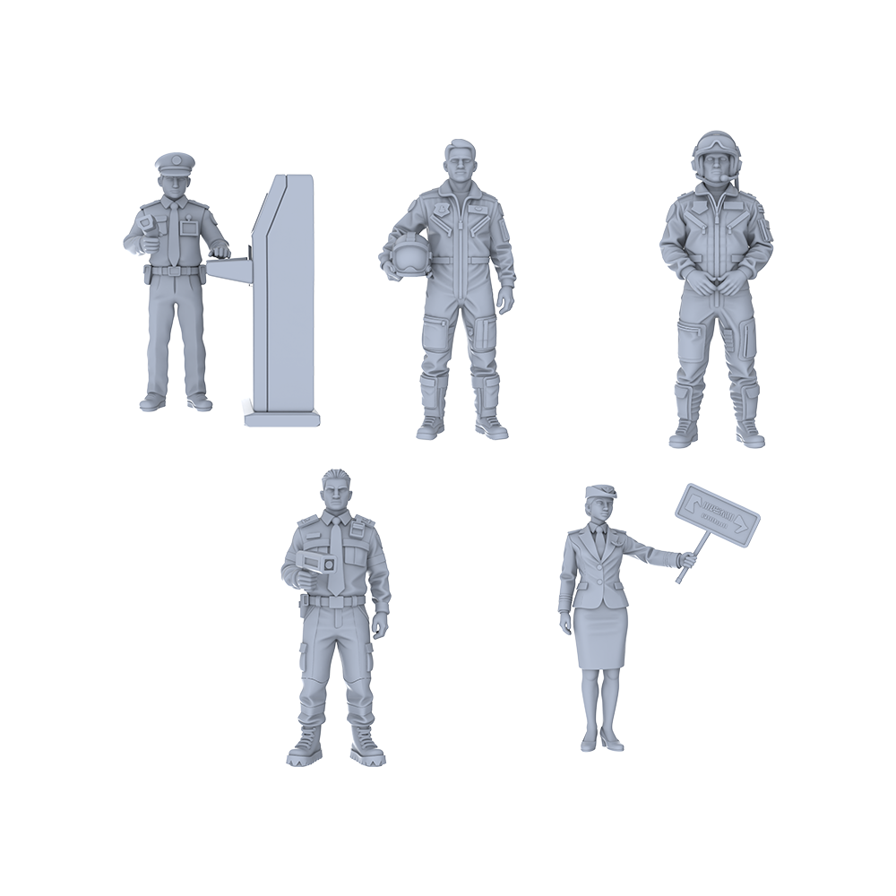 Yao's Studio LYTR050  Airport Official & Crew Scene Resin Miniature Model 5-Figure Set - Officials & Crew Members Unpainted DIY Model Painting Airport Scene Decor 1set 3D Printed Resin Model Kit by SSMODEL