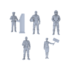 Yao's Studio LYTR050  Airport Official & Crew Scene Resin Miniature Model 5-Figure Set - Officials & Crew Members Unpainted DIY Model Painting Airport Scene Decor 1set 3D Printed Resin Model Kit by SSMODEL