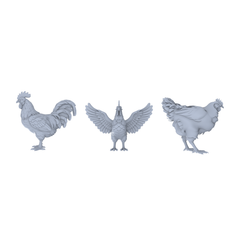 Yao's Studio LYTR051  Rural Poultry Scene Resin Miniature Model 3-Piece Set - Rooster Figures Unpainted DIY Model Painting Rural Scene Decor 1set 3D Printed Resin Model Kit by SSMODEL