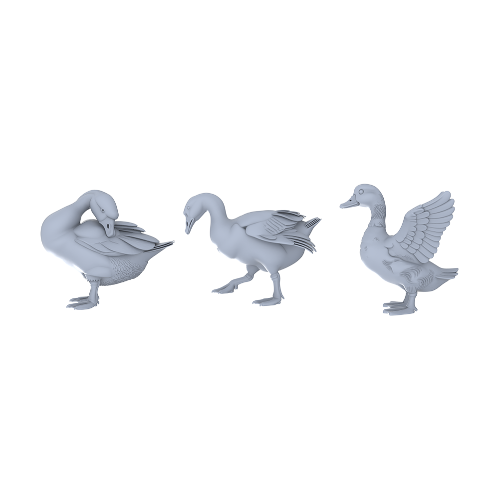 Yao's Studio LYTR056 Rural Waterfowl Scene Resin Miniature Model 3-Piece Set - Duck Figures Unpainted DIY Model Painting Rural Scene Decor 1set Main image
