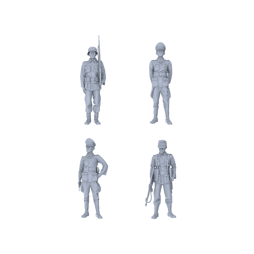 Yao's Studio LYTR058  Standing German Army Resin Miniature 4-Person Set, World War II Miniature Soldiers, Military Model Accessories, Handmade 1set 3D Printed Resin Model Kit by SSMODEL