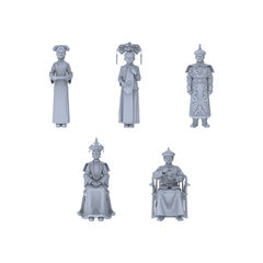 Yao's Studio LYTR060 Qing Dynasty Palace Scene Resin Miniature Model 5-Figure Set - Emperor, Empress, Consorts & Attendants Unpainted DIY Model Painting Palace Scene Decor 1set 3D Printed Resin Model Kit by SSMODEL