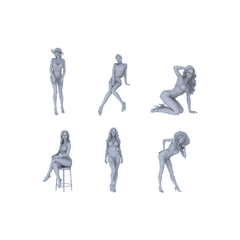 Yao's Studio LYTR061  Summer Beach Fashion Female Resin Miniature Model 6-Figure Set - Beach Dressed Women Unpainted DIY Model Painting Beach Scene Decor 1set 3D Printed Resin Model Kit by SSMODEL