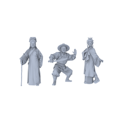 Yao's Studio LYTR093 Chinese Ancient Jianghu Character Scene Resin Miniature Model 3-Figure Set - Scholar Knight, Warrior & Lady Unpainted DIY Model Painting Ancient Jianghu Scene Decor 1set 3D Printed Resin Model Kit by SSMODEL