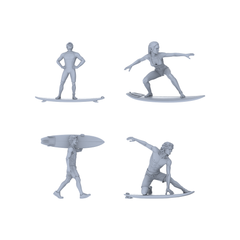 Yao's Studio LYTR146 Surfing Scene Resin Miniature Model 4-Figure Set, Unpainted Surfer Figures, DIY Painting Beach Scene Decoration 1set 3D Printed Resin Model Kit by SSMODEL