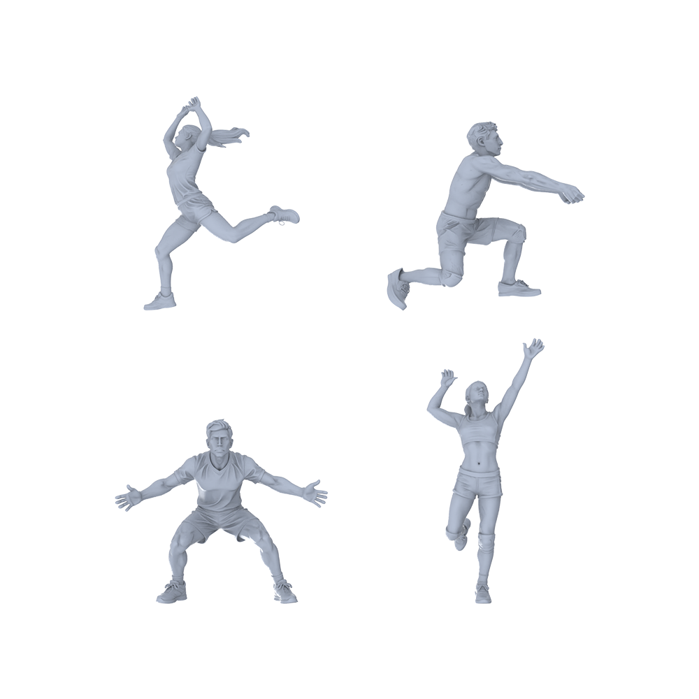 Yao's Studio LYTR147  Volleyball Scene Resin Miniature Model 4-Figure Set, Unpainted Volleyball Player Figures, DIY Painting Sports Scene Decoration 1set 3D Printed Resin Model Kit by SSMODEL