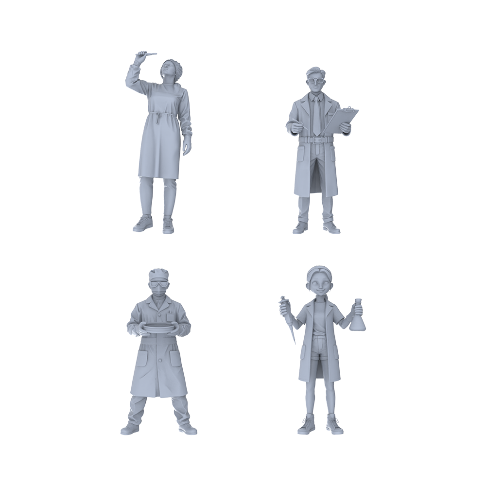 Yao's Studio LYTR149  Scientific Researchers Resin Miniature Model 4-Figure Set, Unpainted Lab Worker Figures, DIY Painting Lab Scene Decoration 1set 3D Printed Resin Model Kit by SSMODEL