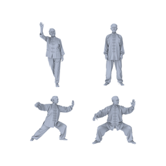 Yao's Studio LYTR153  Tai Chi Practitioners Resin Miniature Model 4-Figure Set, Unpainted Elderly Tai Chi Figures, DIY Painting Wellness Scene Decoration Miniatures Diorama Resin Figures 3D Printed Resin Model Kit by SSMODEL