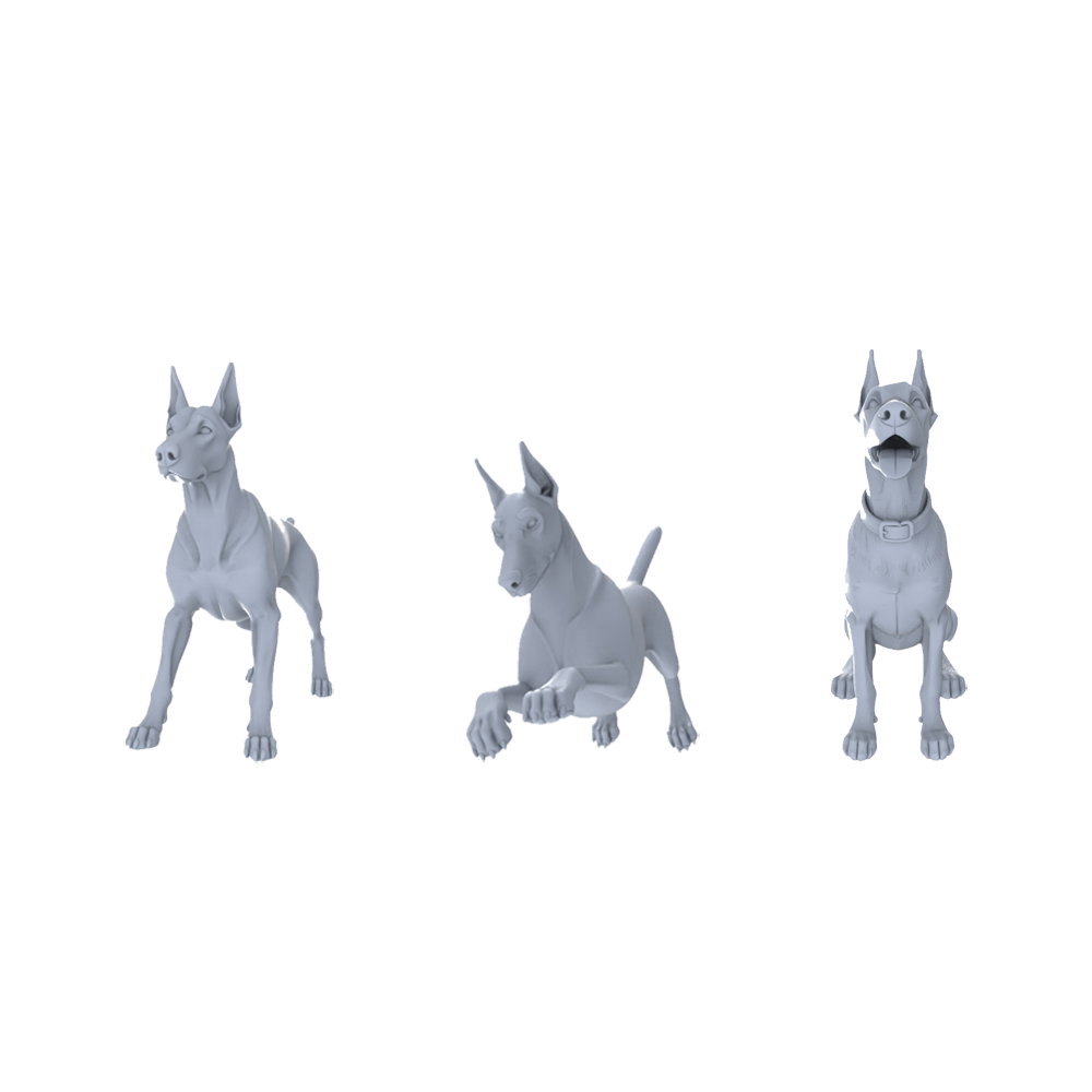 Yao's Studio LYTR154 Doberman Pinscher Resin Miniature Model 3-Figure Set, Unpainted Pet Dog Figures, DIY Painting Scene Decoration Miniatures Diorama Resin Figures 3D Printed Resin Model Kit by SSMODEL